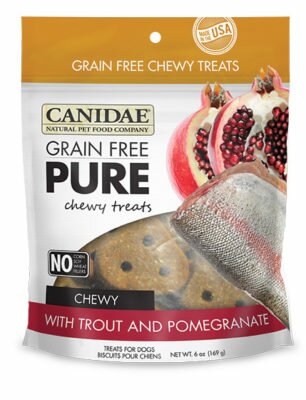 Canidae's soft baked dog treats with Trout & Pomegranate